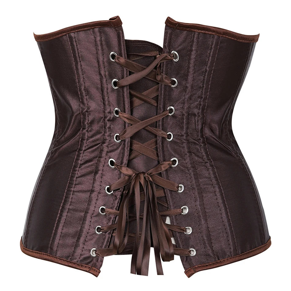 Underbust Corset Sexy Waist Slimming Corset Bustiers Body Shaper for Women Steampunk Lace-up Corset Belt Waist Trainer