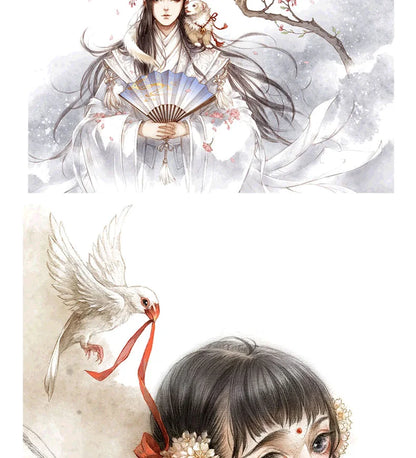 2 books  Chinese Ancient 104 Movie Comics Beautiful illustrations Painting Book (illustration set + coloring book)