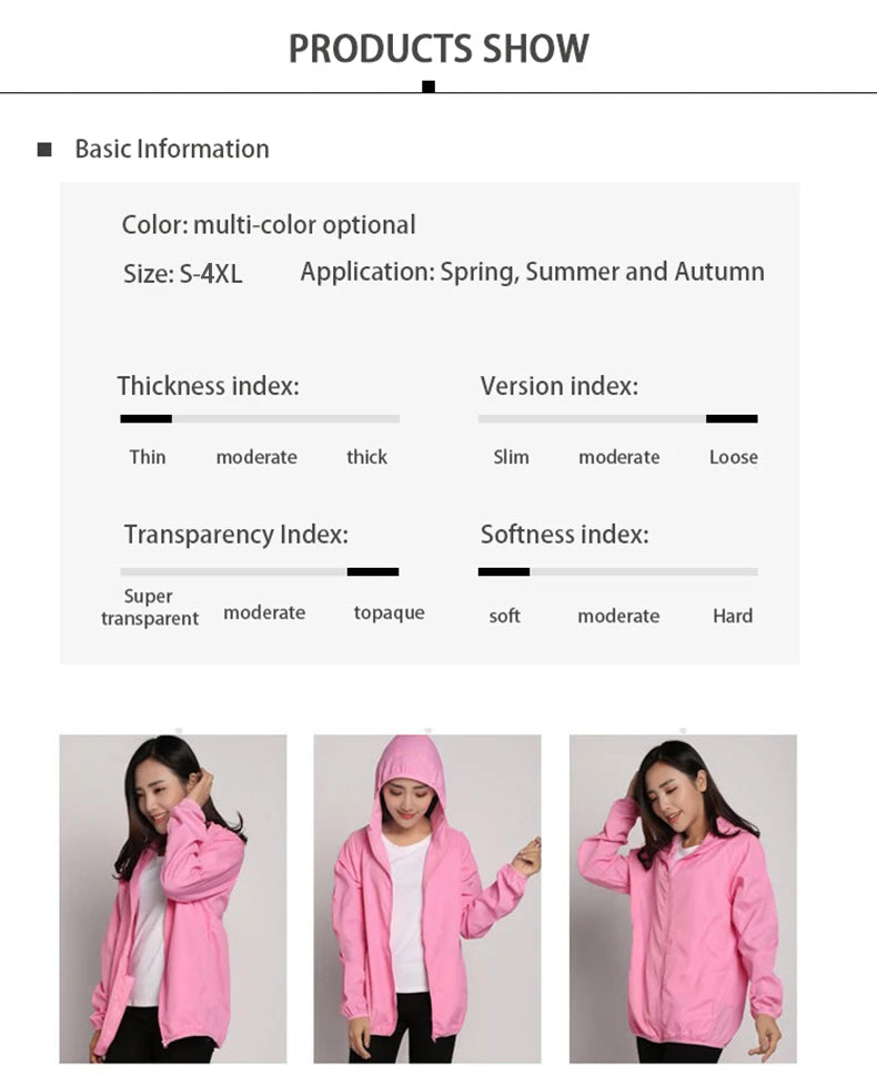 LNGXO Hiking Waterproof Jacket Women Men Camping Running Sun-Protective Windbreaker Quick Dry Outdoor Sport Rain Coat Unisex