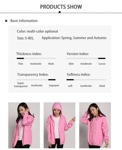 LNGXO Hiking Waterproof Jacket Women Men Camping Running Sun-Protective Windbreaker Quick Dry Outdoor Sport Rain Coat Unisex