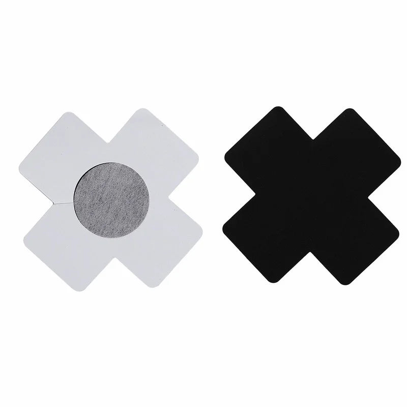 US STOCK 20pcs Black Women Cross Shape Self-Adhesive Disposable Satin Nipple Cover Breast Pasties Stickers for strapless Clothes