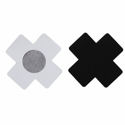 US STOCK 20pcs Black Women Cross Shape Self-Adhesive Disposable Satin Nipple Cover Breast Pasties Stickers for strapless Clothes