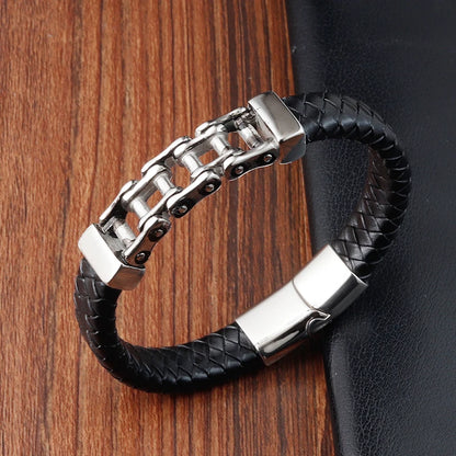 Luxury Accessories Bracelet Men's Fashion Gift Black Genuine Leather Bracelets DIY Combination Wild Handsome Gift