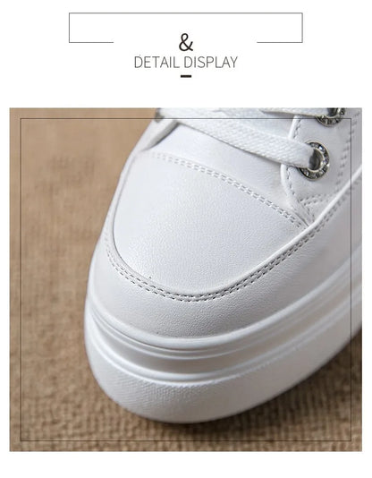 Women's Sneakers 2022 New Casual Shoes Woman Autumn Comfortable Breathable White Shoe 8CM Heels Height Increasing Platform Femme