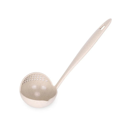 Kitchen Strainer, Solid Color Cooking Colander, Long Handle Soup Spoon, Plastic Kitchen Scoop, Hot Tableware
