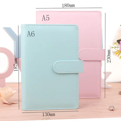 Macaroon Color A6/A5 PU Leather DIY Binder Notebook Cover Diary Agenda Planner Paper Cover School Stationery