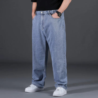 10XL Oversize Jeans Men Fashion Streetwear Plus Size Cotton Loose Jeans Pants Casual Cargo Pants Breathable Big Fat Trousers