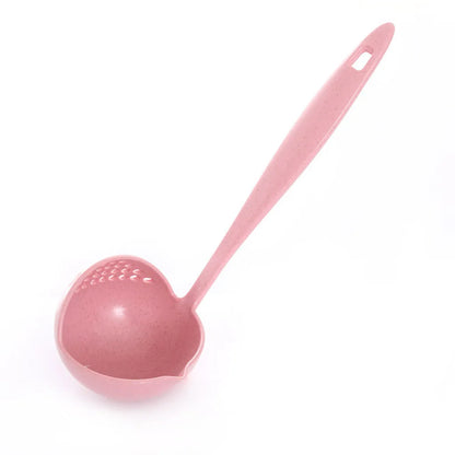 Kitchen Strainer, Solid Color Cooking Colander, Long Handle Soup Spoon, Plastic Kitchen Scoop, Hot Tableware