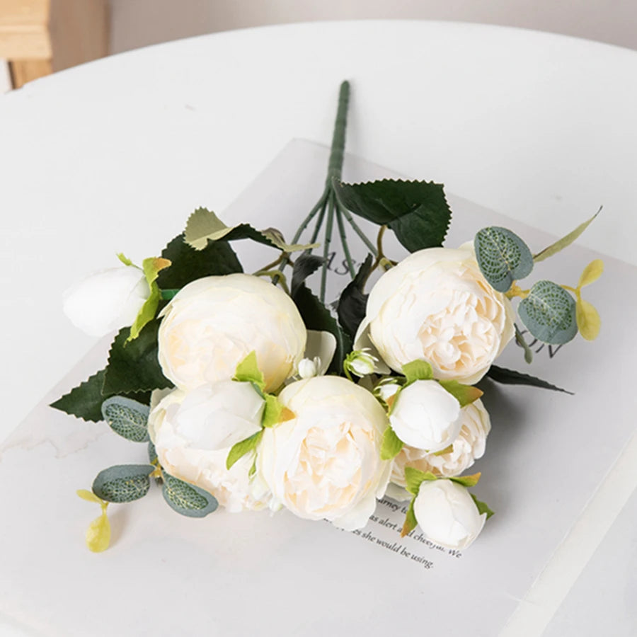 30CM Artificial Flowers Silk Peony Bouquet Festival Vases for Decoration Craft Home Garden Living Room Wedding Accessories props