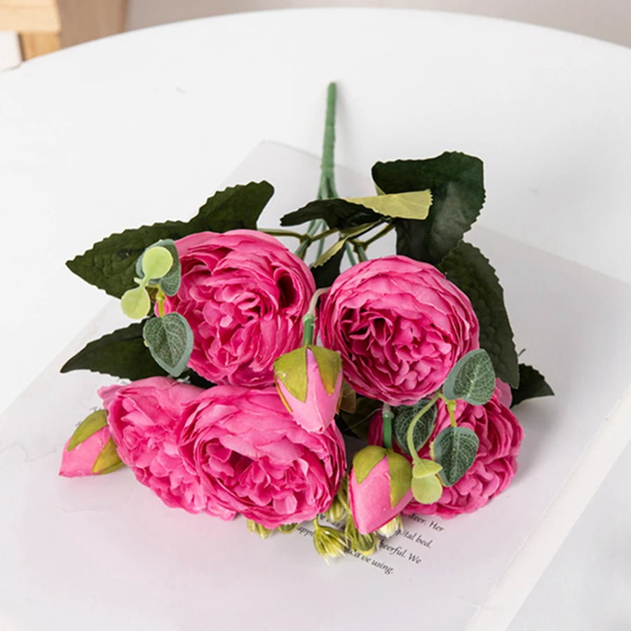 30CM Artificial Flowers Silk Peony Bouquet Festival Vases for Decoration Craft Home Garden Living Room Wedding Accessories props