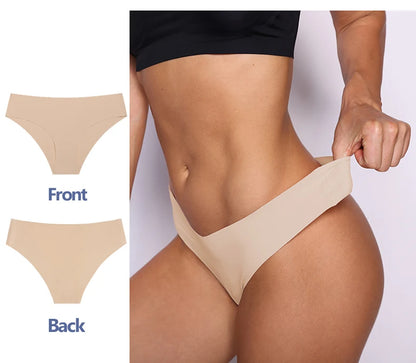 3 Pcs Seamless Panties for Women Breathable Low Waist Sexy Underwear Solid Silk Panties Brief Female Lingerie