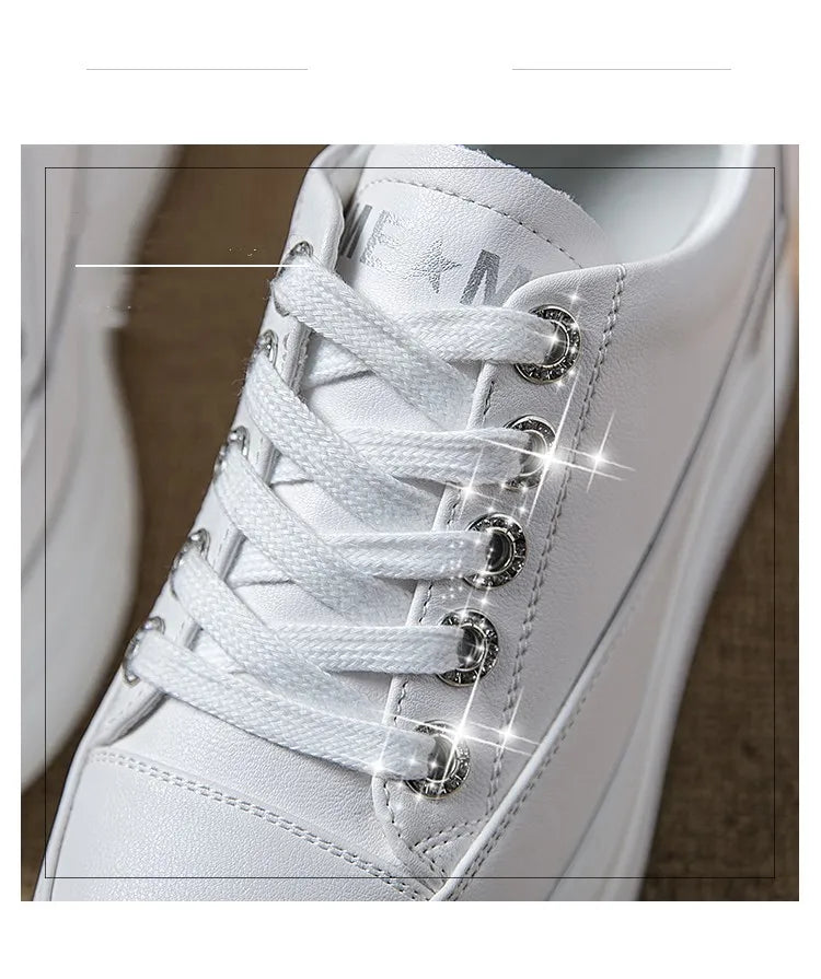 Women's Sneakers 2022 New Casual Shoes Woman Autumn Comfortable Breathable White Shoe 8CM Heels Height Increasing Platform Femme