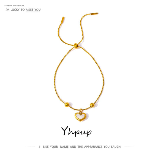 Yhpup Women Stainless Steel Beach Bracelet – Heart & Natural Shell Chain Anklet Jewelry