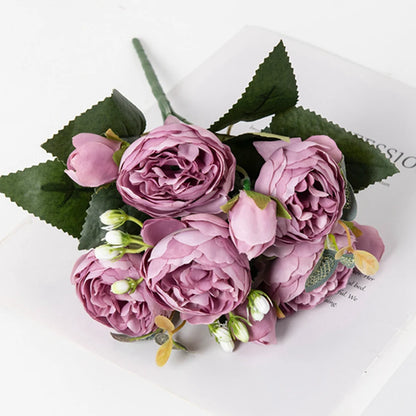 30CM Artificial Flowers Silk Peony Bouquet Festival Vases for Decoration Craft Home Garden Living Room Wedding Accessories props