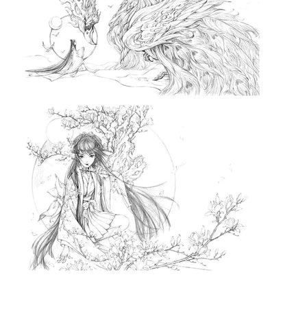 2 books  Chinese Ancient 104 Movie Comics Beautiful illustrations Painting Book (illustration set + coloring book)