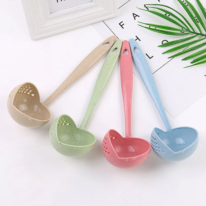 Kitchen Strainer, Solid Color Cooking Colander, Long Handle Soup Spoon, Plastic Kitchen Scoop, Hot Tableware