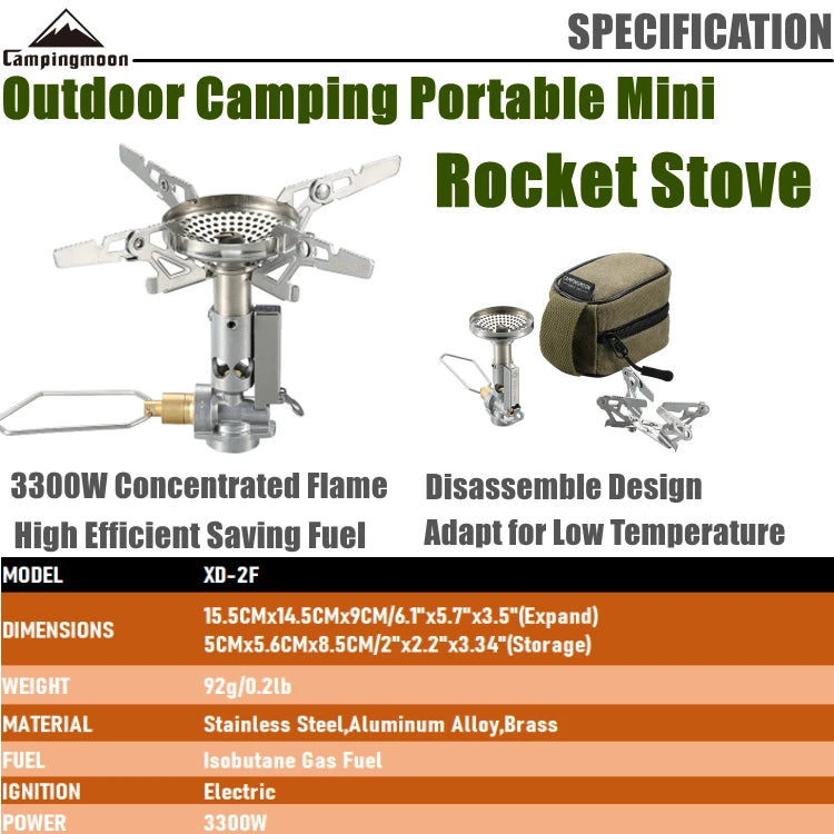 Campingmoon Adjustable mini Camping accessories portable camping gas Stove