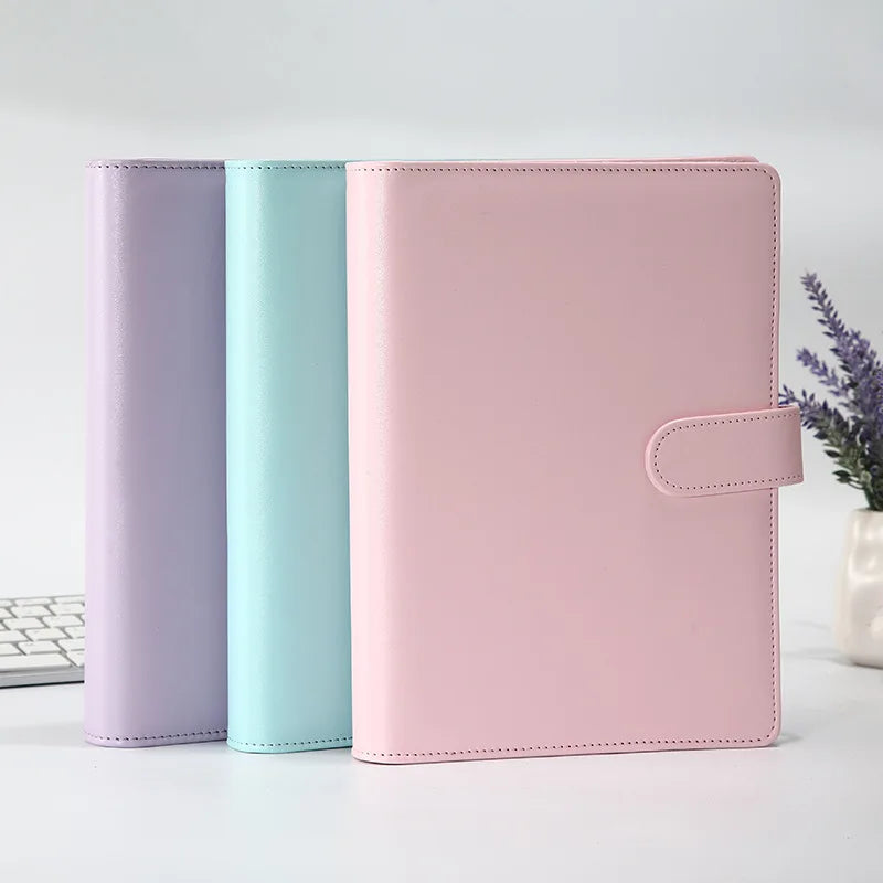 Macaroon Color A6/A5 PU Leather DIY Binder Notebook Cover Diary Agenda Planner Paper Cover School Stationery