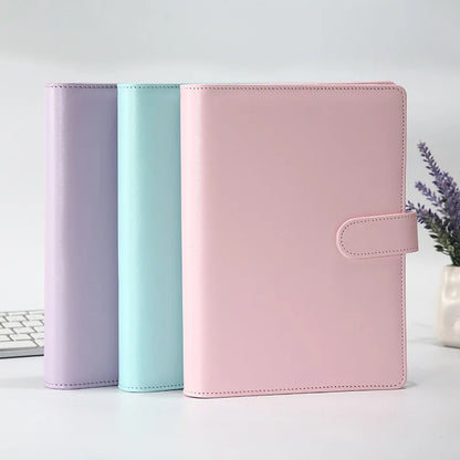 Macaroon Color A6/A5 PU Leather DIY Binder Notebook Cover Diary Agenda Planner Paper Cover School Stationery
