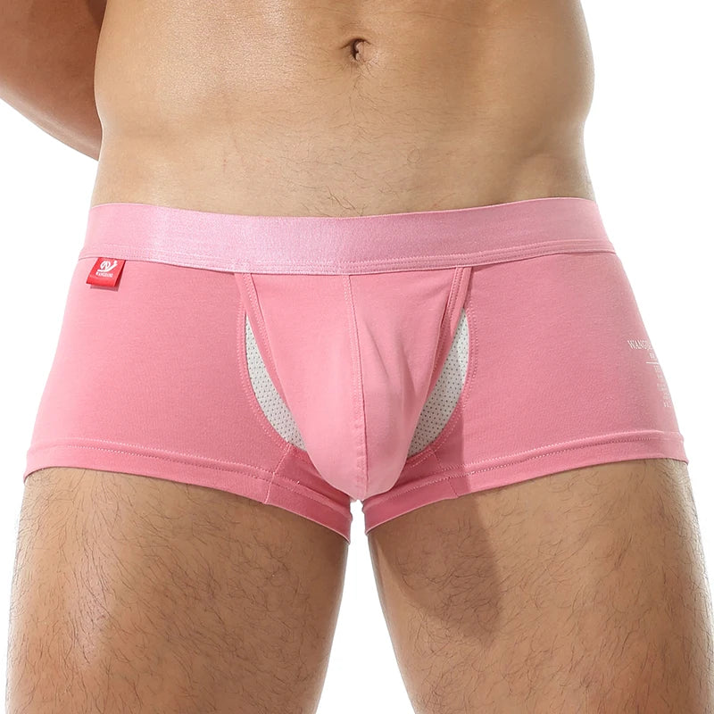 Open Front Underwear Men Cotton Sexy Men's Boxer Shorts Panties Breathable Pouch Bulge Underpants Male