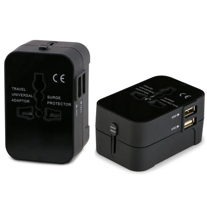 Universal Worldwide All in One Phone Charger Travel Plug Wall AC Power Plug Adapter with Dual USB Charge Port for USA EU UK AU