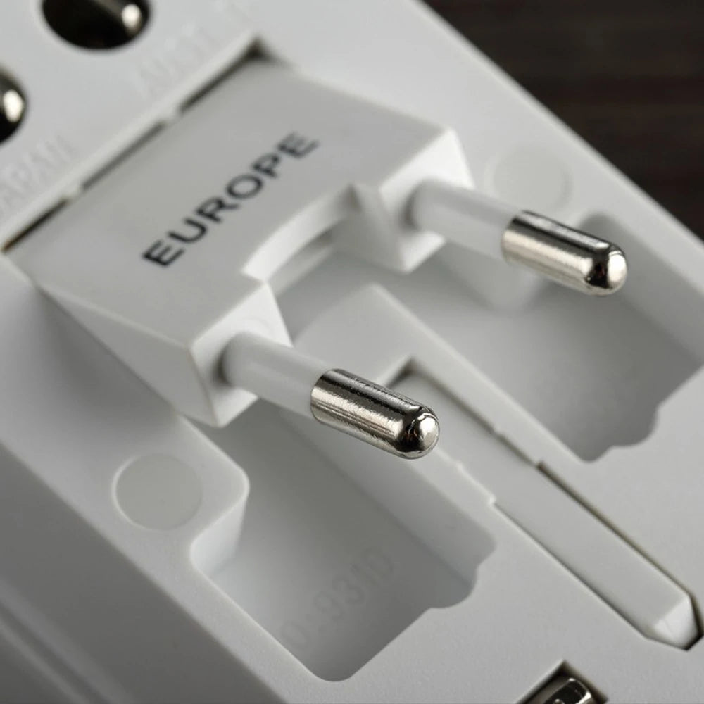 Universal Worldwide All in One Phone Charger Travel Plug Wall AC Power Plug Adapter with Dual USB Charge Port for USA EU UK AU