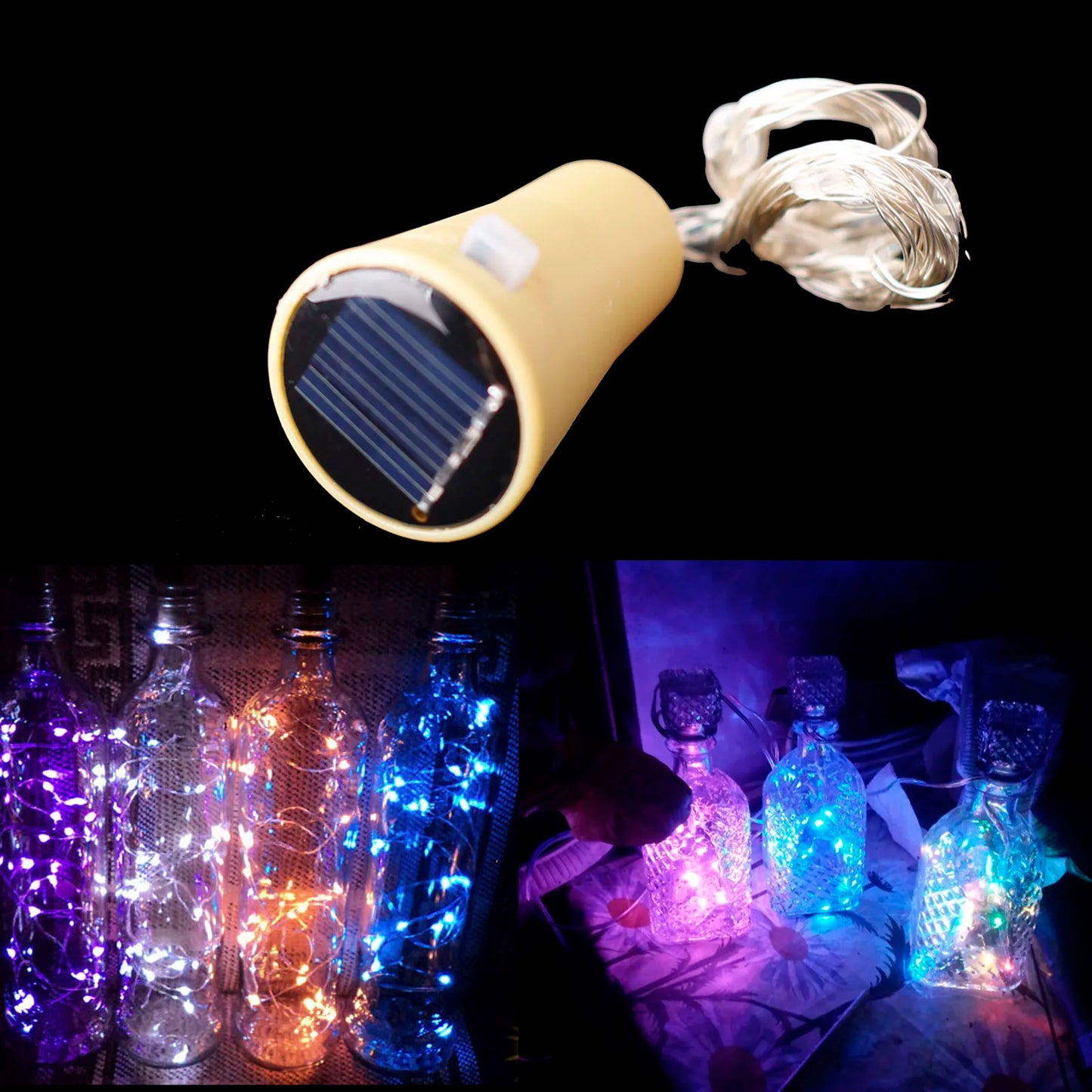 Solar 10LED 15LED 20LED Wine Bottle Lights Cork Shape Fairy Lights Garland Christmas Light Copper Wire Home Room Decoration Lamp