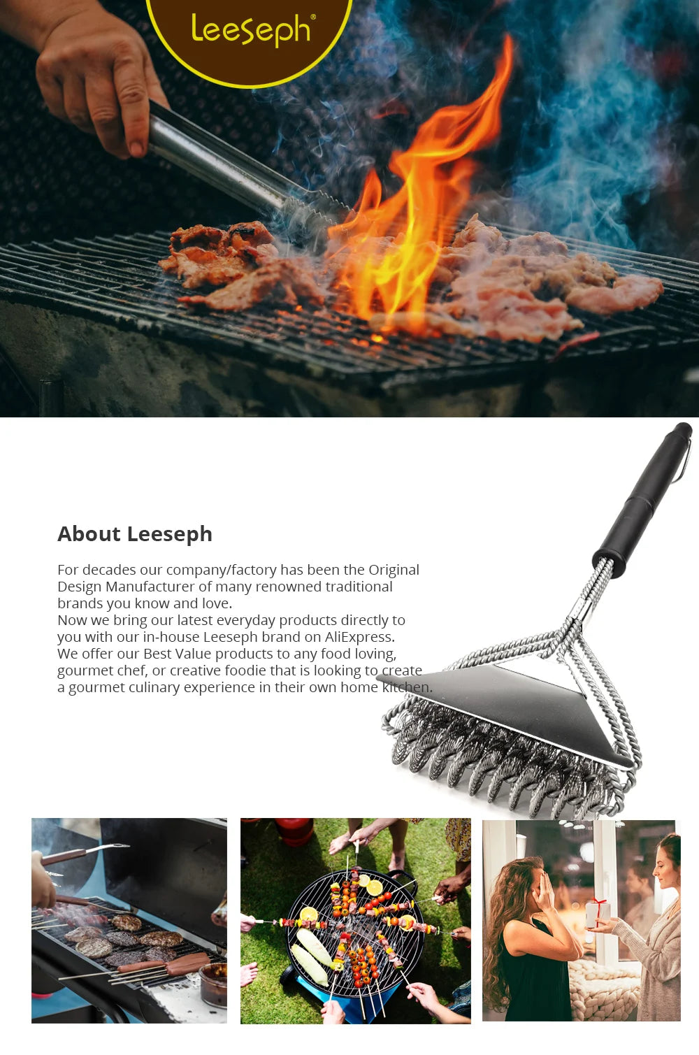 Grill Brush and Scraper, Best BBQ Cleaner, Perfect Tools for All Grill Types, Including Weber, Ideal Barbecue Accessories