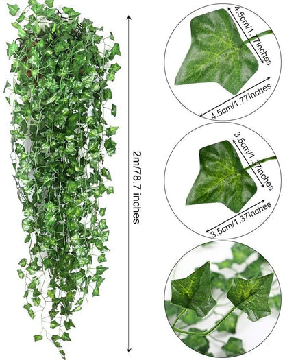 210Cm Artificial Hanging Christmas Garland Plants Vine Leaves Green Silk Outdoor Home Wedding Party Bathroom Garden Decoration