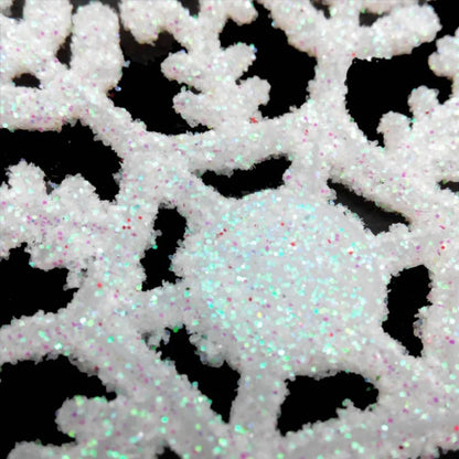12Pcs/Set 10cm Plastic Gold Silver Glitter Powder Snowflake Xmas Ornaments Pendant Christmas Tree Decorative Hanging Snowflake
