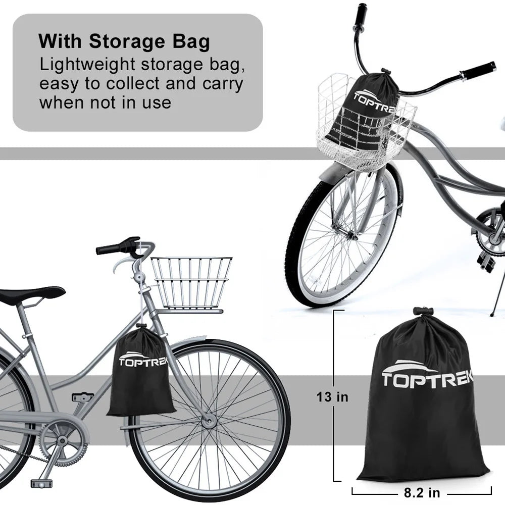 Toptrek Bike Cover 210D Oxford Outdoor Storage Waterproof & Anti-UV Bicycle Cover with Waterproof Membrane for Two Bicycles