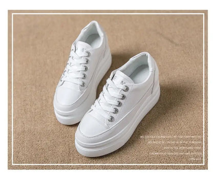 Women's Sneakers 2022 New Casual Shoes Woman Autumn Comfortable Breathable White Shoe 8CM Heels Height Increasing Platform Femme
