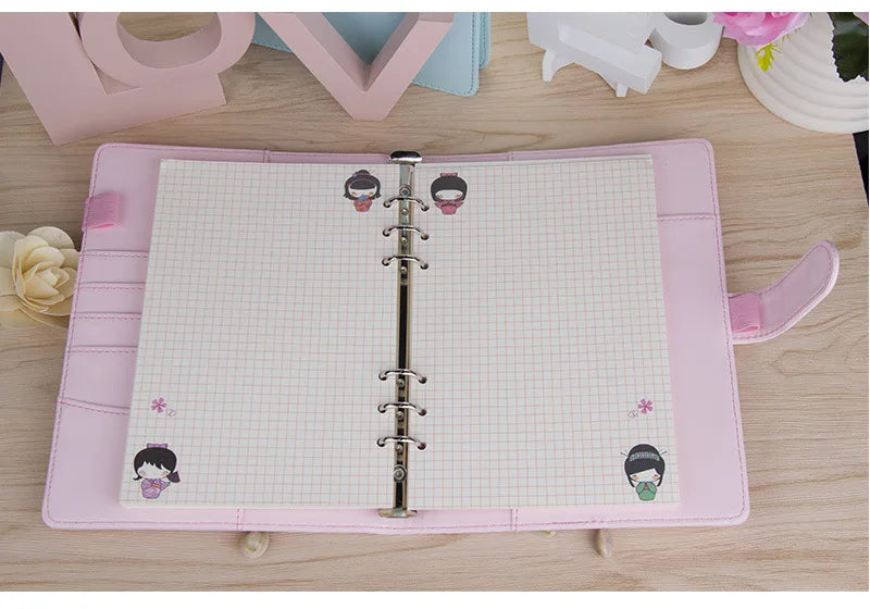 Macaroon Color A6/A5 PU Leather DIY Binder Notebook Cover Diary Agenda Planner Paper Cover School Stationery