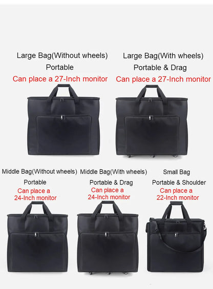 Desktop PC Computer Travel Storage Carrying Case Bag with Wheels for Computer Main Processor Case Monitor Keyboard and Accessori