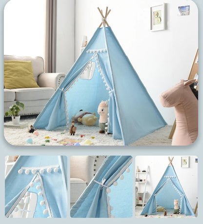 Kids Tent Teepee Tent For Children Portable Tipi Infantil House For Girl Cabana Boy Tents Decoration Carpet LED Lights