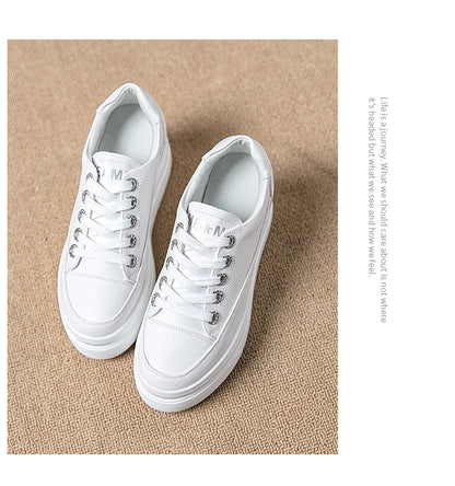 Women's Sneakers 2022 New Casual Shoes Woman Autumn Comfortable Breathable White Shoe 8CM Heels Height Increasing Platform Femme