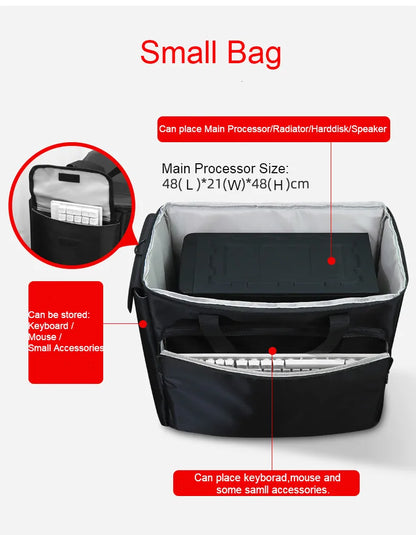 Desktop PC Computer Travel Storage Carrying Case Bag with Wheels for Computer Main Processor Case Monitor Keyboard and Accessori