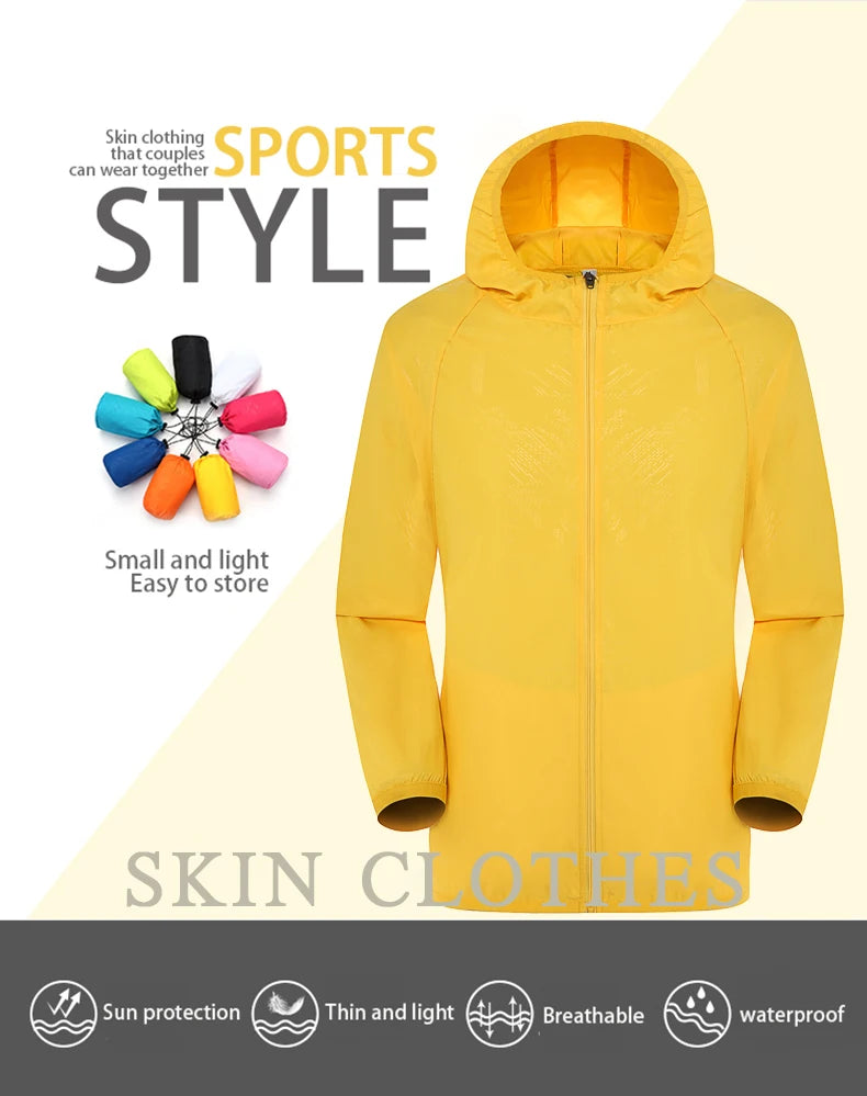 LNGXO Hiking Waterproof Jacket Women Men Camping Running Sun-Protective Windbreaker Quick Dry Outdoor Sport Rain Coat Unisex