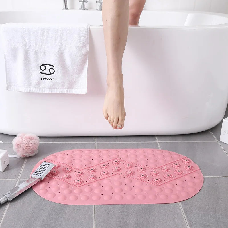 Bathroom Floor Mat, Bedroom Floor Mat, Shower Mat, Non - slip Absorbent Carpet, Oval Plain Water Drop PVC Rug