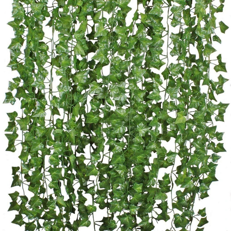210Cm Artificial Hanging Christmas Garland Plants Vine Leaves Green Silk Outdoor Home Wedding Party Bathroom Garden Decoration