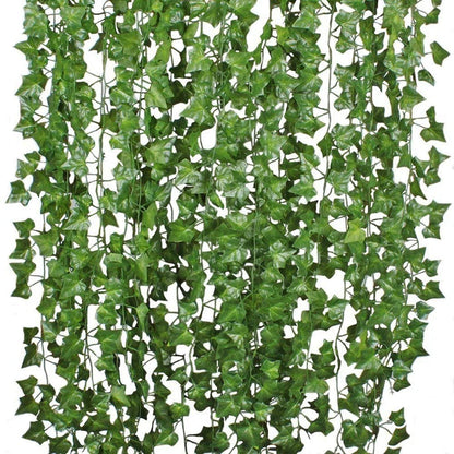 210Cm Artificial Hanging Christmas Garland Plants Vine Leaves Green Silk Outdoor Home Wedding Party Bathroom Garden Decoration