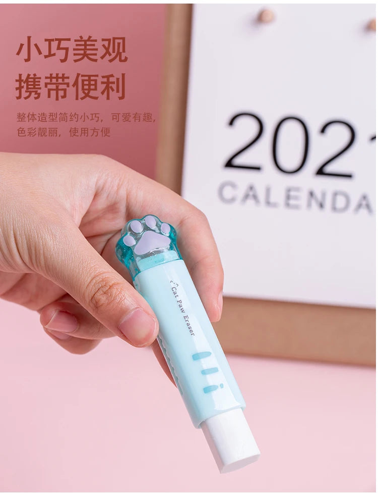 Creativity Retractable Kawaii cat claw Pencil eraser Push Pull Eraser Professional Drawing Painting Cute School Supplies