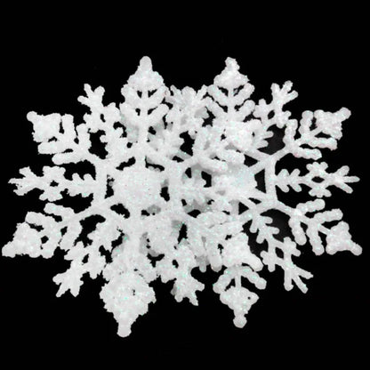 12Pcs/Set 10cm Plastic Gold Silver Glitter Powder Snowflake Xmas Ornaments Pendant Christmas Tree Decorative Hanging Snowflake