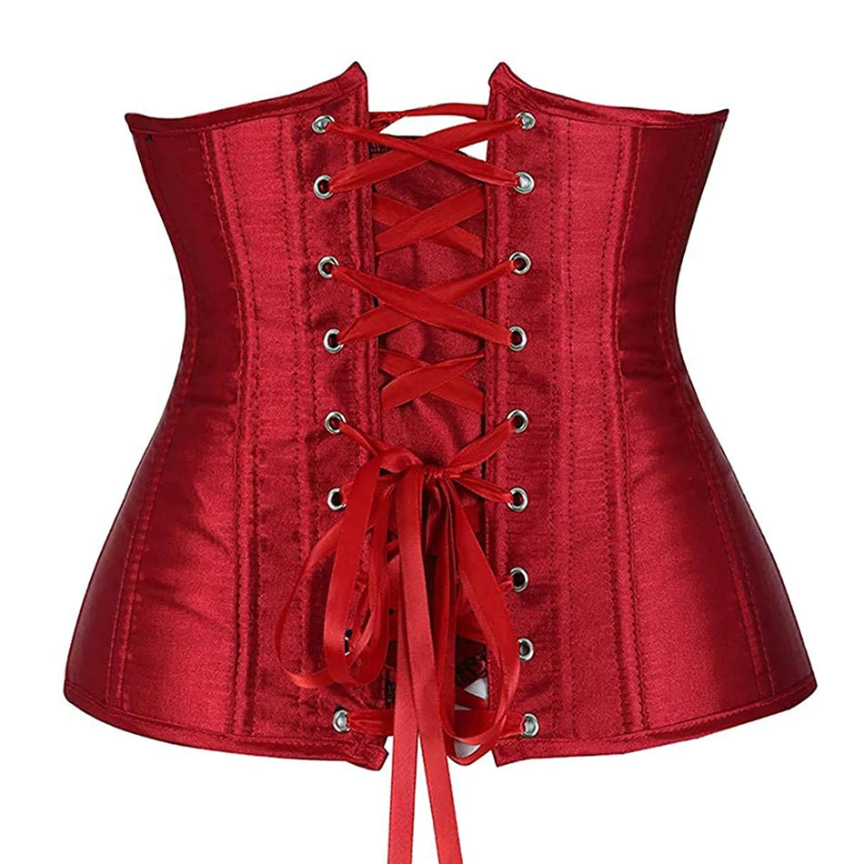 Underbust Corset Sexy Waist Slimming Corset Bustiers Body Shaper for Women Steampunk Lace-up Corset Belt Waist Trainer