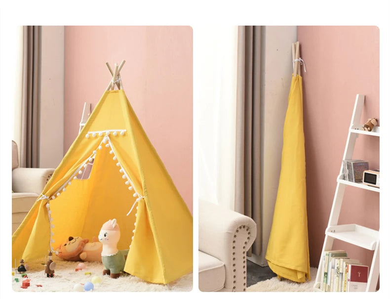 Kids Tent Teepee Tent For Children Portable Tipi Infantil House For Girl Cabana Boy Tents Decoration Carpet LED Lights
