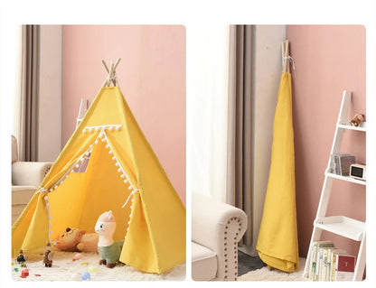 Kids Tent Teepee Tent For Children Portable Tipi Infantil House For Girl Cabana Boy Tents Decoration Carpet LED Lights