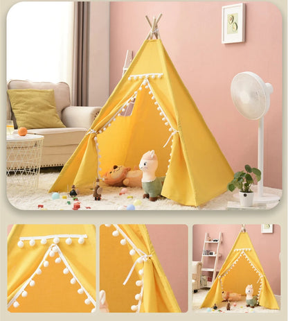 Kids Tent Teepee Tent For Children Portable Tipi Infantil House For Girl Cabana Boy Tents Decoration Carpet LED Lights