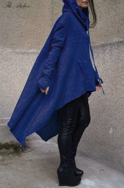 Fashion Trends New European and N Pure Color Long Hoodie