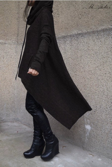 Fashion Trends New European and N Pure Color Long Hoodie