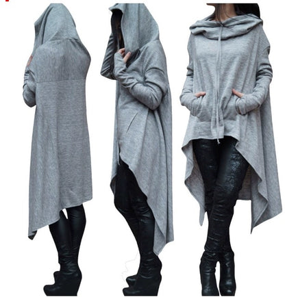Fashion Trends New European and N Pure Color Long Hoodie